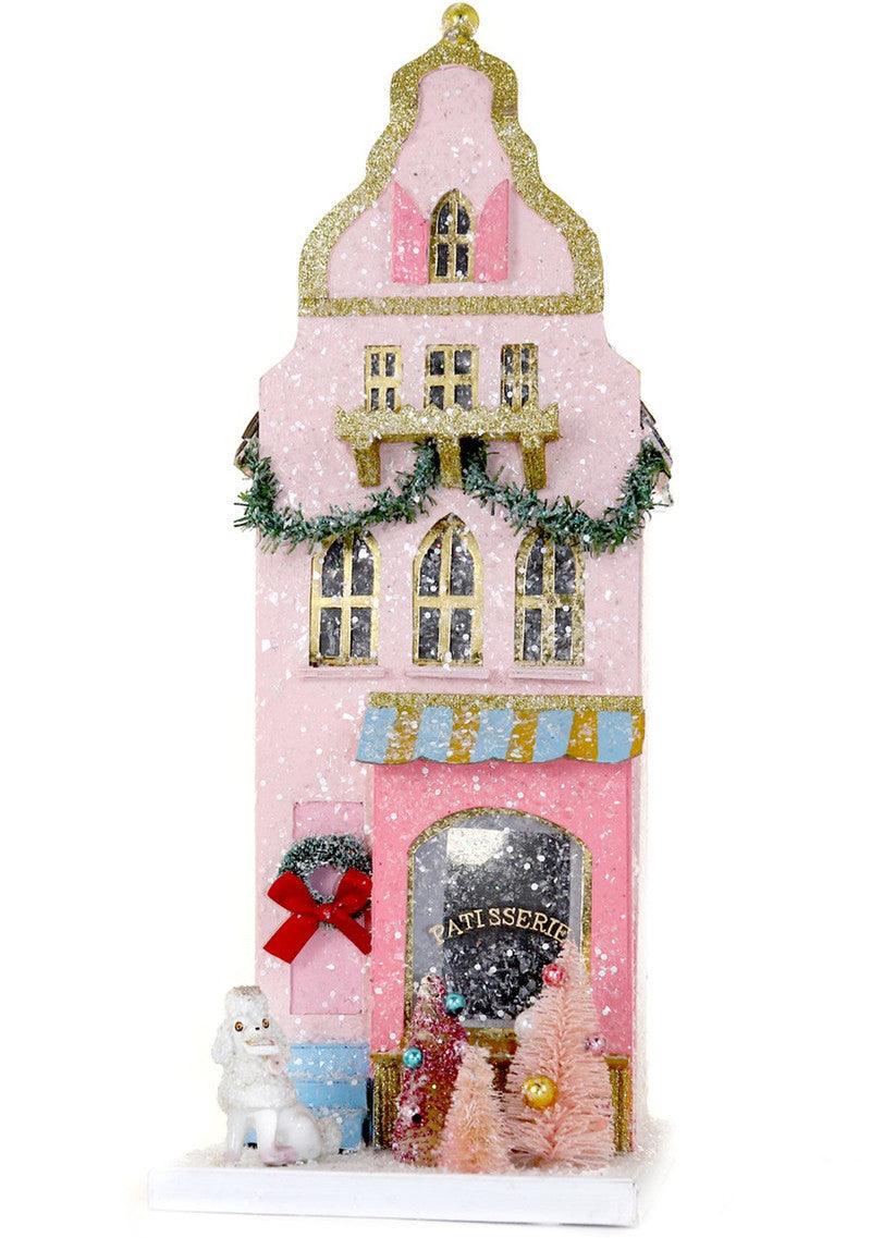 French Pastry Shop - Pink Putz House with Poodle