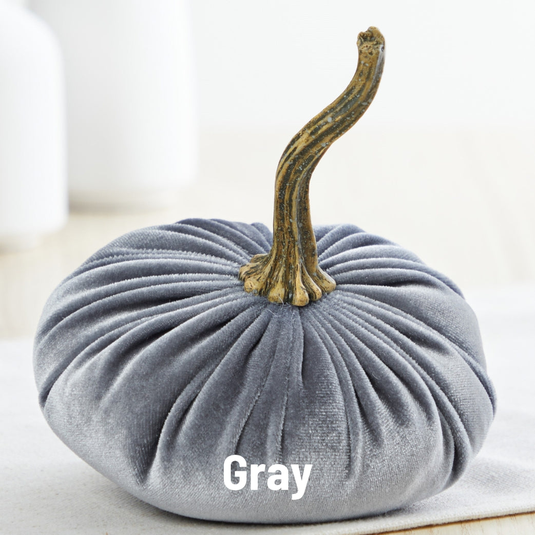 Gray Velvet Pumpkin - Small