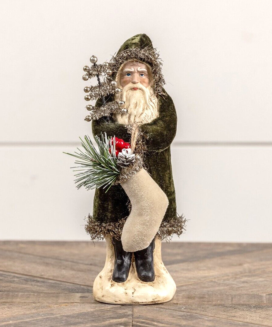 Belsnickle with Green Coat with Stocking