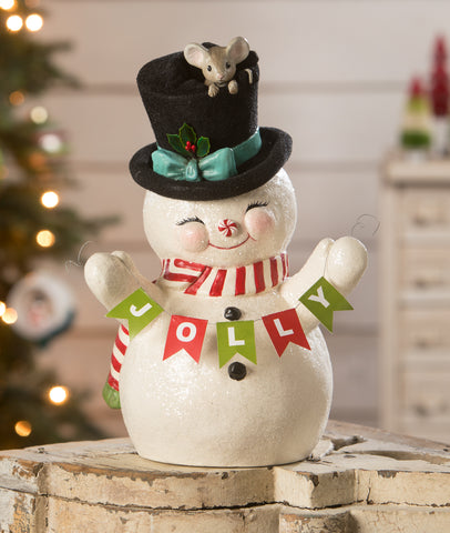 Pastel Candy Cane Snowman with Tree