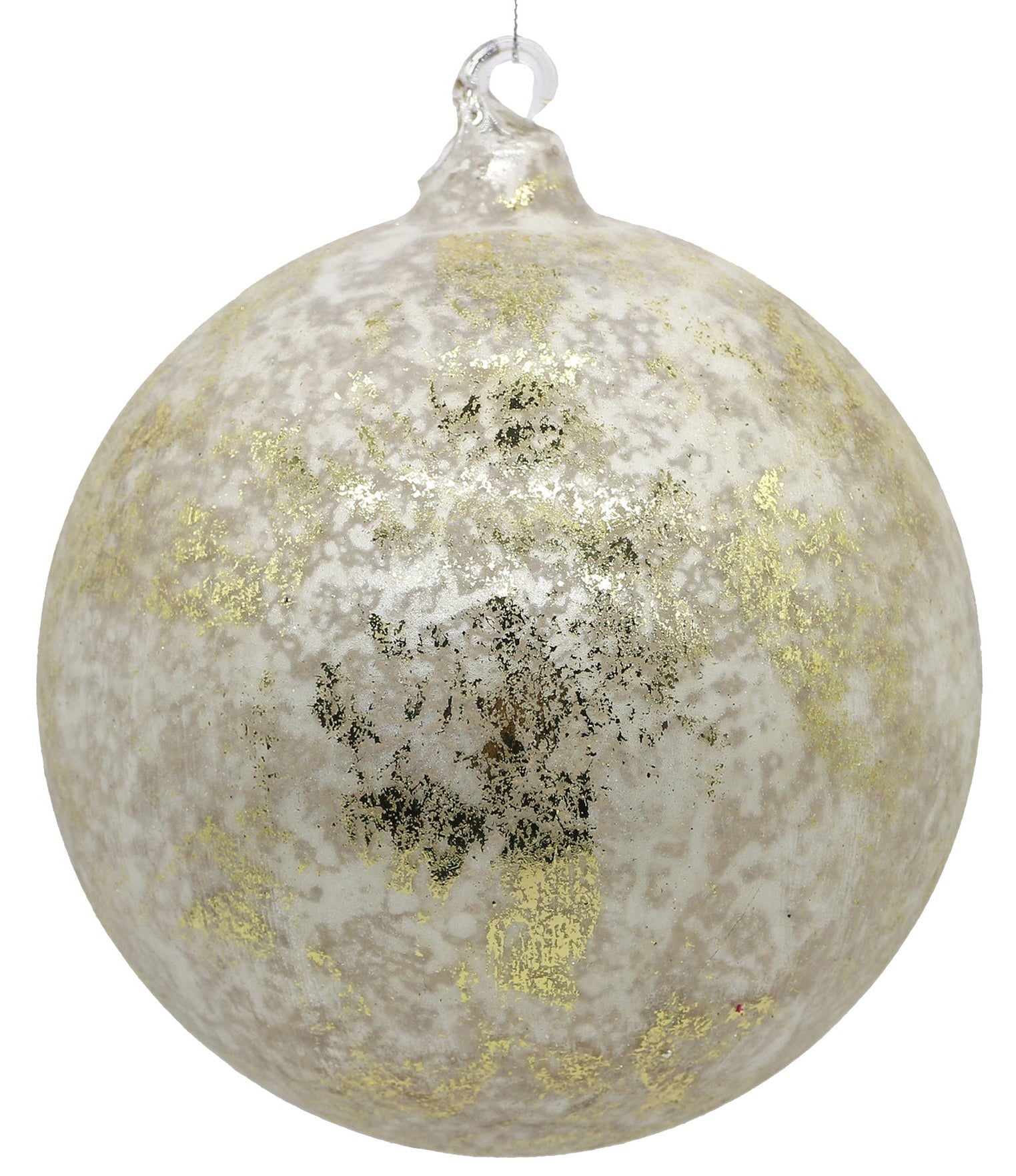 Ivory Gold Filigree Leaf Glass Ball Ornaments by Jim Marvin