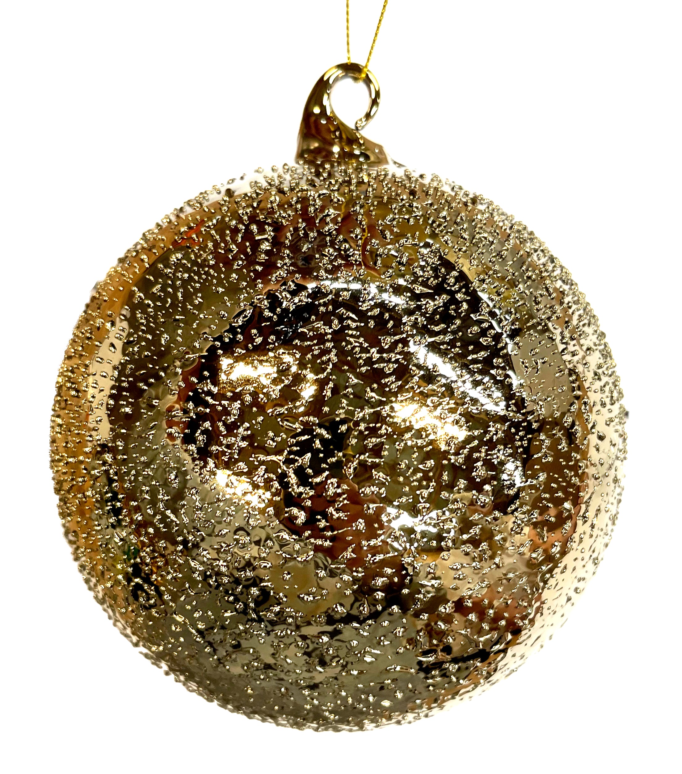 Jim Marvin Copper Gold Beaded Art Glass Ornaments, 5"