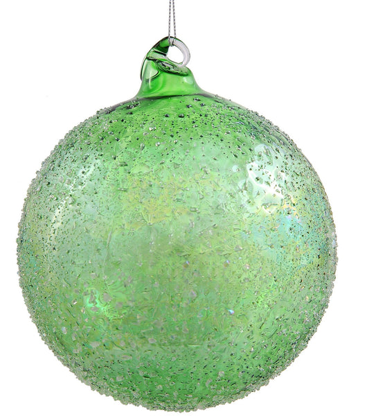 Jim Marvin Green Beaded Glass Ball Ornaments - TheHolidayBarn.com