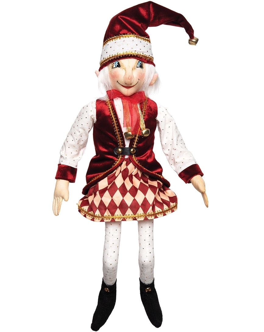 Harelequin Elf Doll, Cloth Christmas Dolls Designed by Joe Spencer