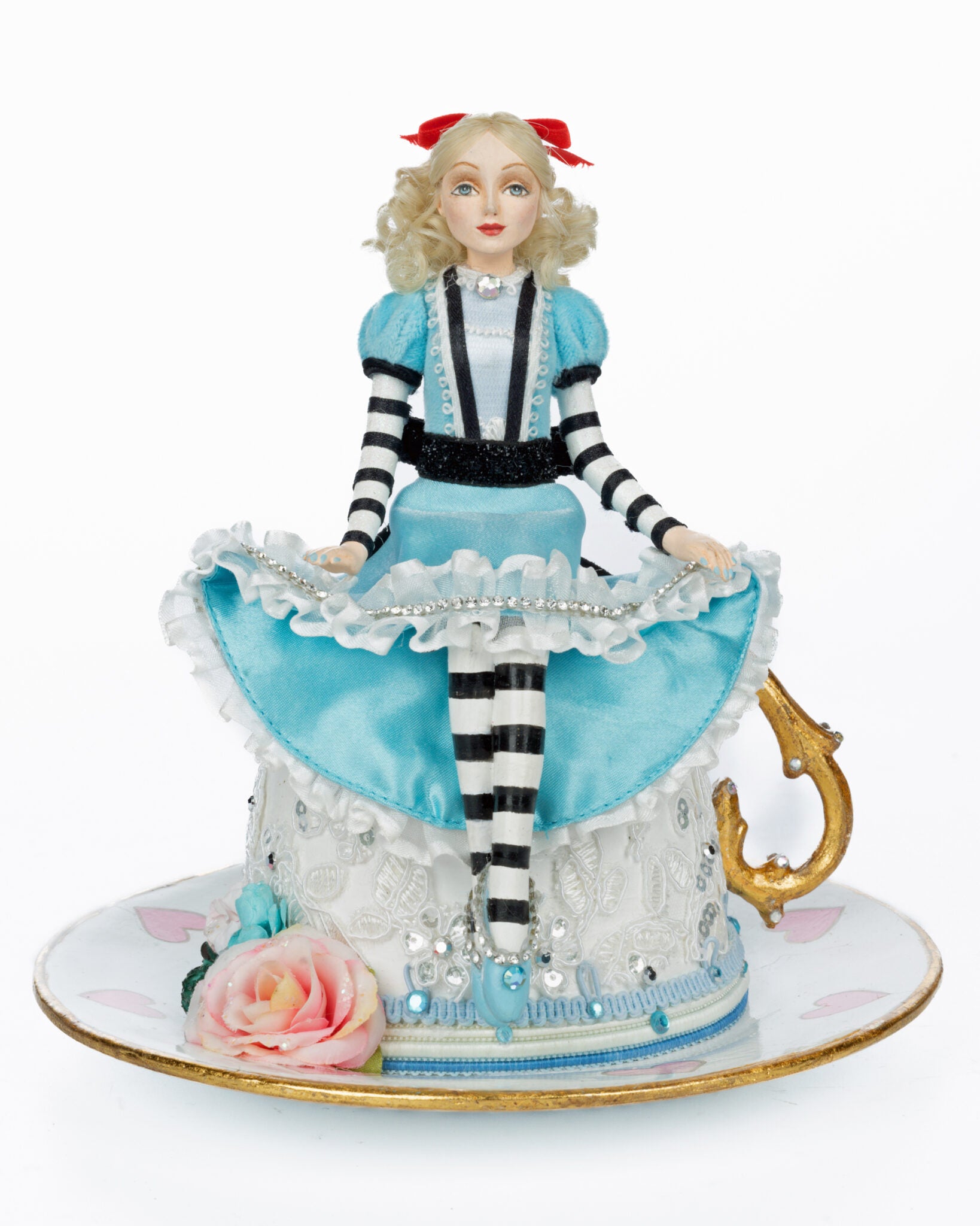 Katherine's Collection Alice on a Teacup, Blue Dress - TheHolidayBarn.com Katherine's Collection Alice on a Teacup, Blue Dress - TheHolidayBarn.com