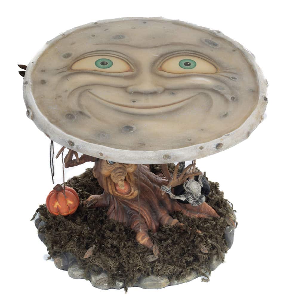 Halloween Hollow Haunted Tree Cake Stand with man in the Moon Cake Plate
