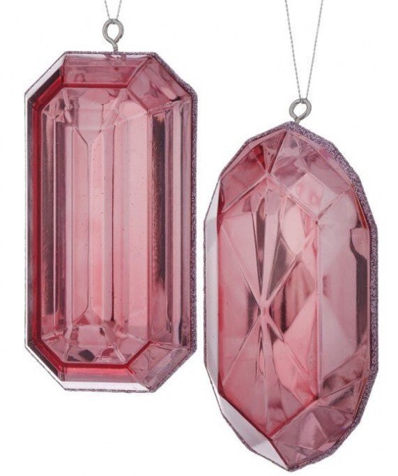 Pink Jewel Ornaments, Large 5" Gems - faux