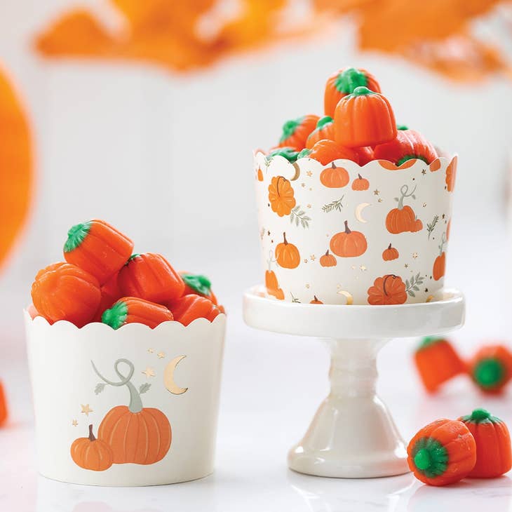 Magical Pumpkin Food Cups with Moon & Stars for Treats or Baking Cup Cakes
