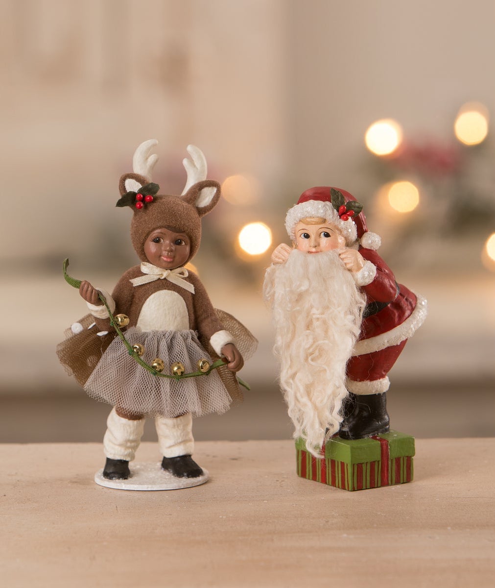 Dolly Reindeer & Leo Santa Dress Up Figurines by Bethany Lowe