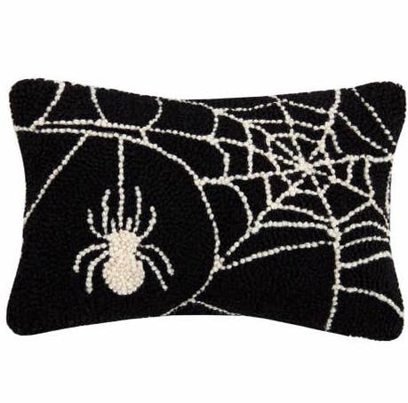 Spider Web Hooked Pillow, Black & White Halloween Decorations