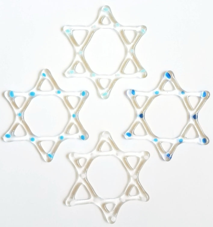 Star of David Glass Ornaments - Artist made by hand in the USA