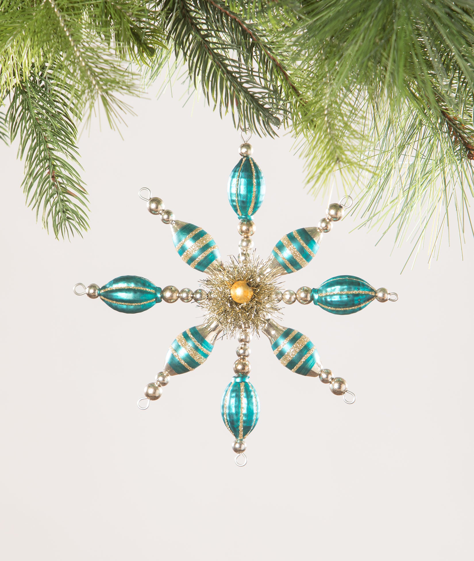 Vintage Style Turquoise Starburst Ornament by Bethany Lowe