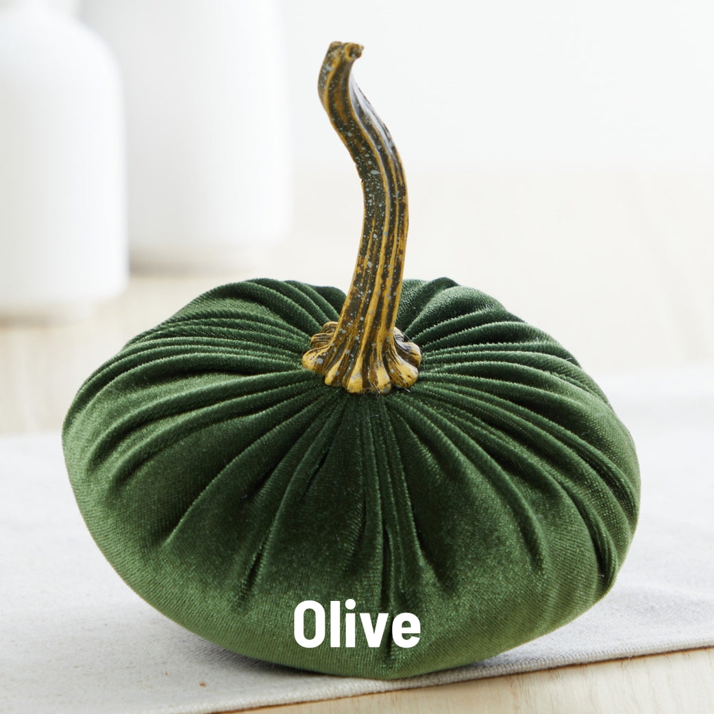 Green Velvet Pumpkins - Olive