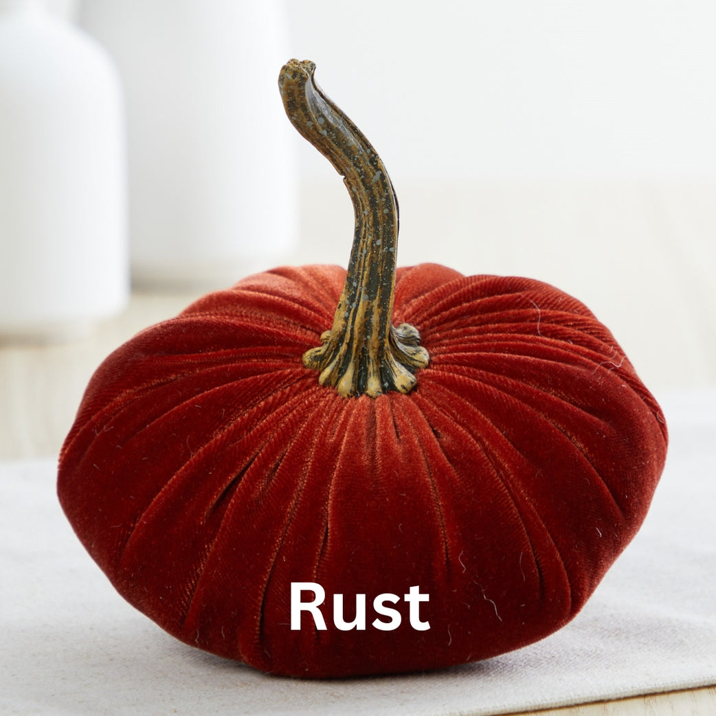 Velvet Pumpkins - Rust | Made in the USA - TheHolidayBarn.com