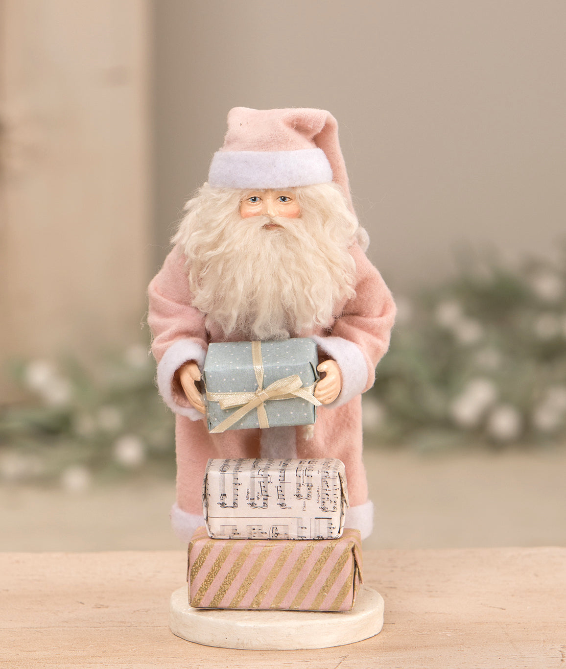 Pastel Pink Santa with Packages by Bethany Lowe