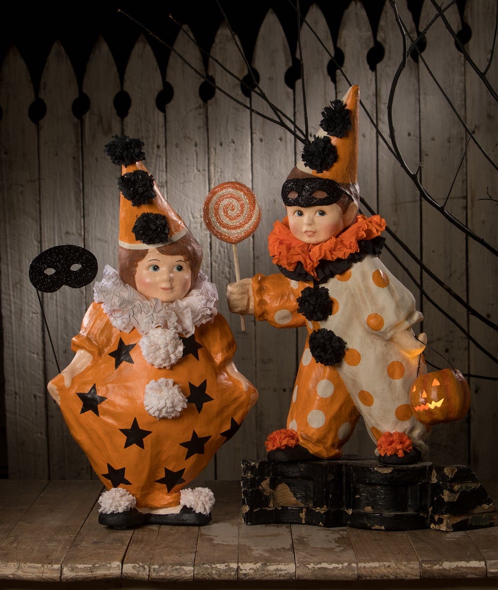 Vintage Halloween Clown Figurines made from Paper Mache