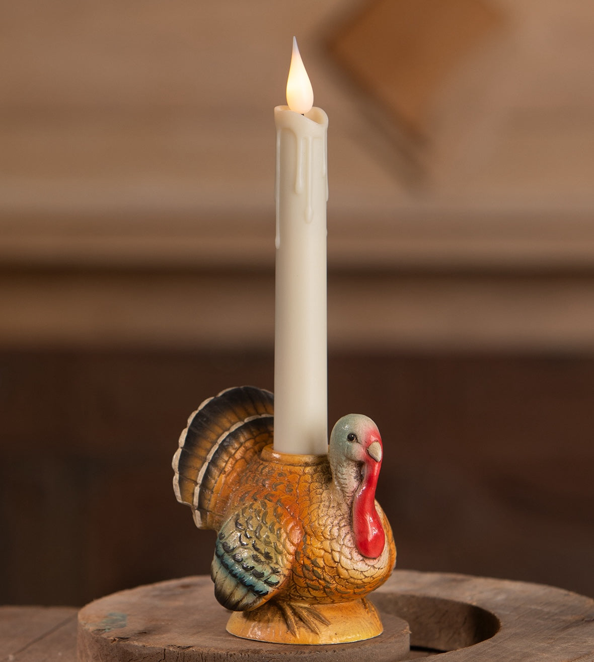 Vintage Turkey Candle Holder for Taper Candles by Bethany Lowe
