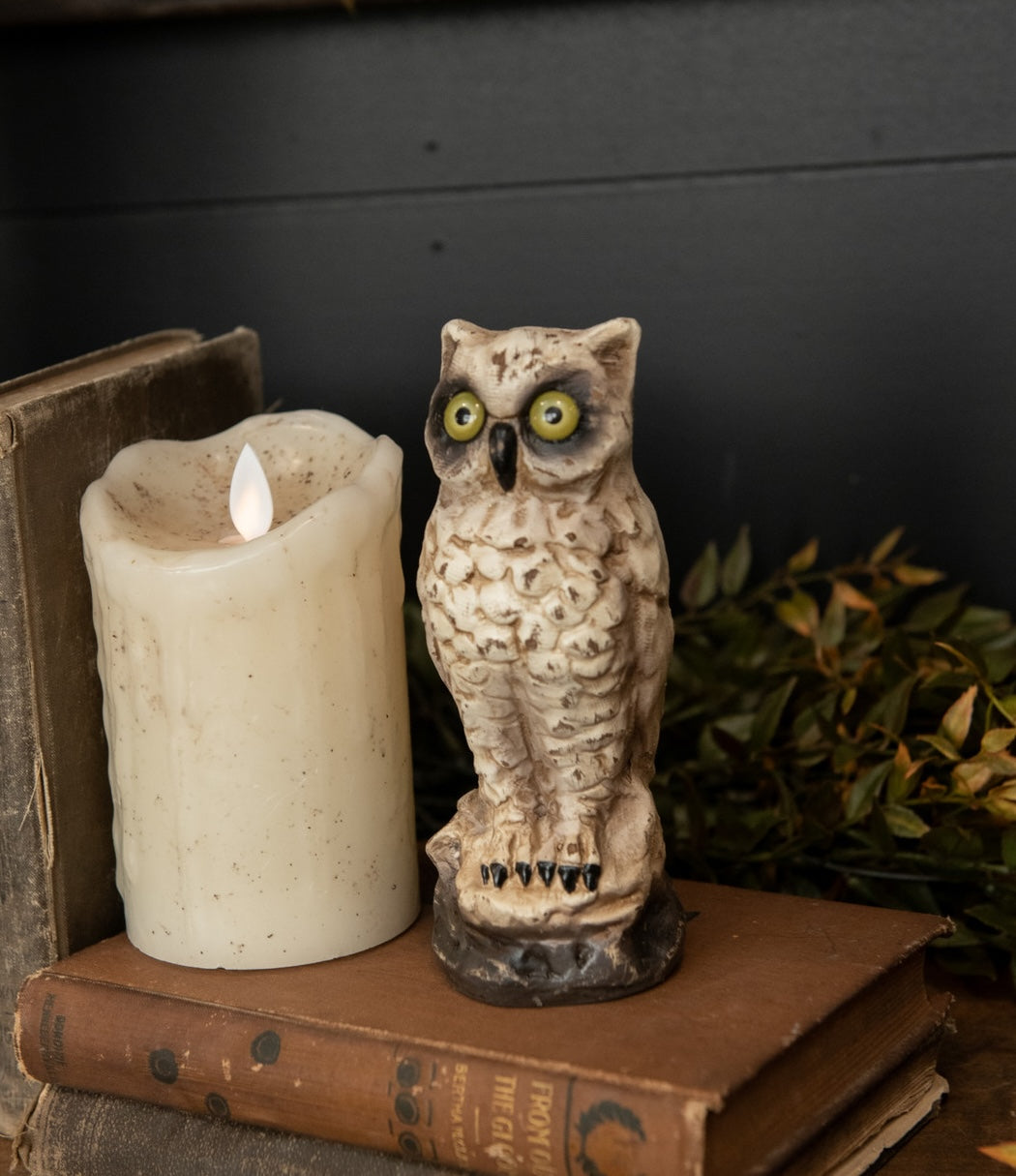 Vintage Style Owl Figurine with fall decorations