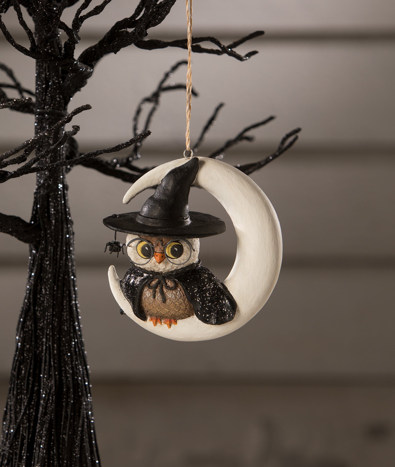 Witch Owl On Moon Ornament, Retro Halloween Decorations by Bethany Lowe