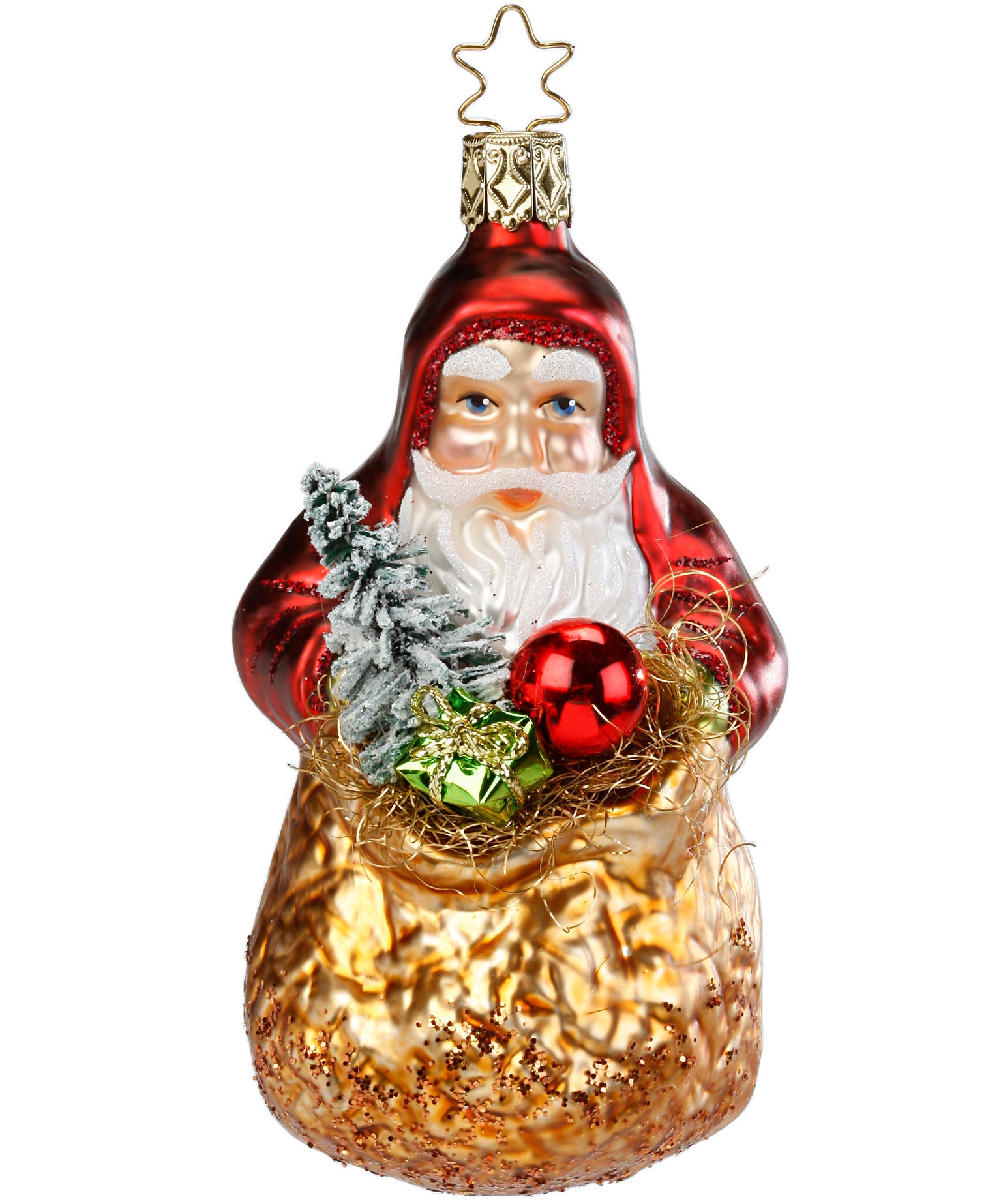 Nik's Knapsack Ornament - Santa with Sack Ornament by Inge Glass