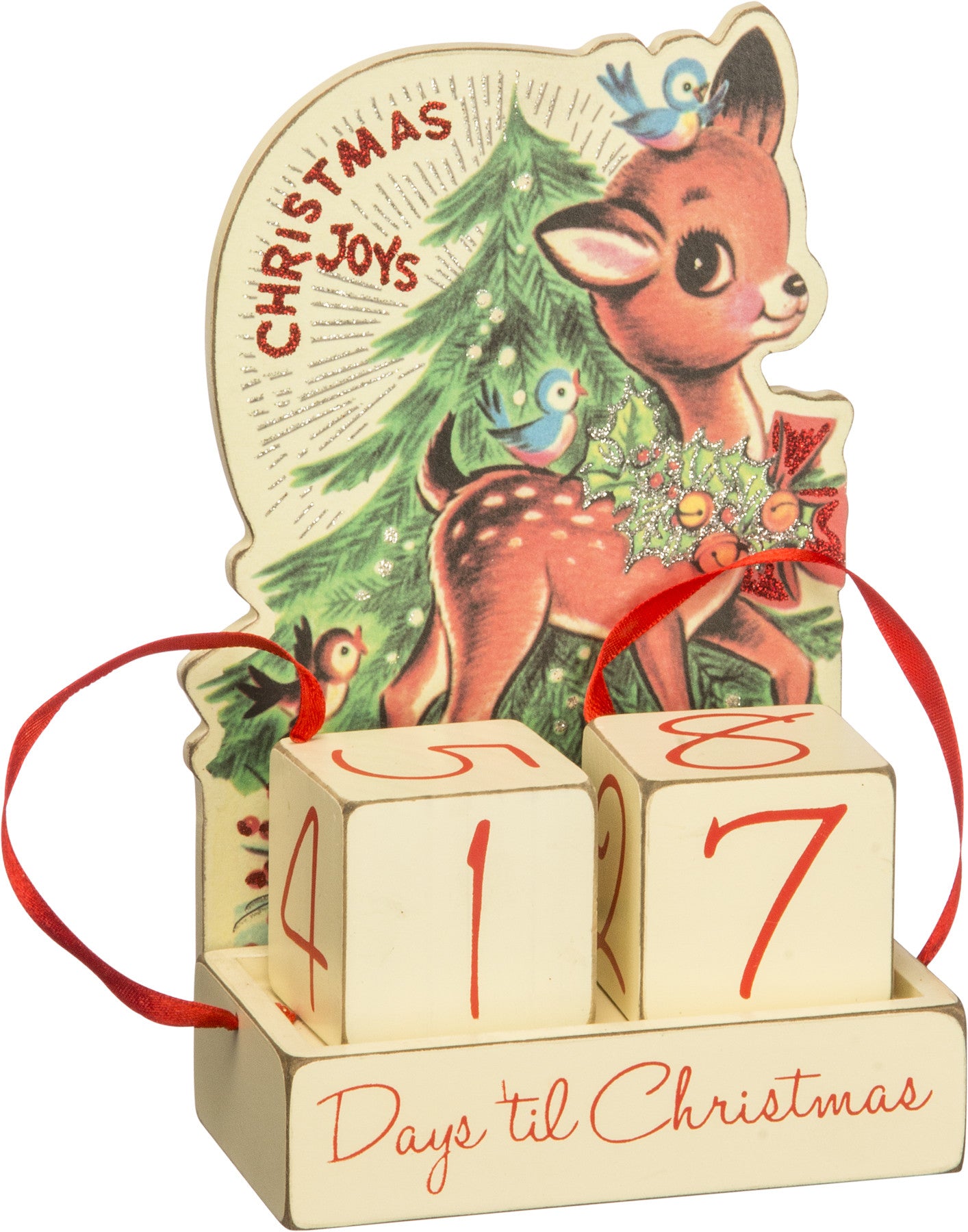 Retro Reindeer Christmas Countdown Blocks
