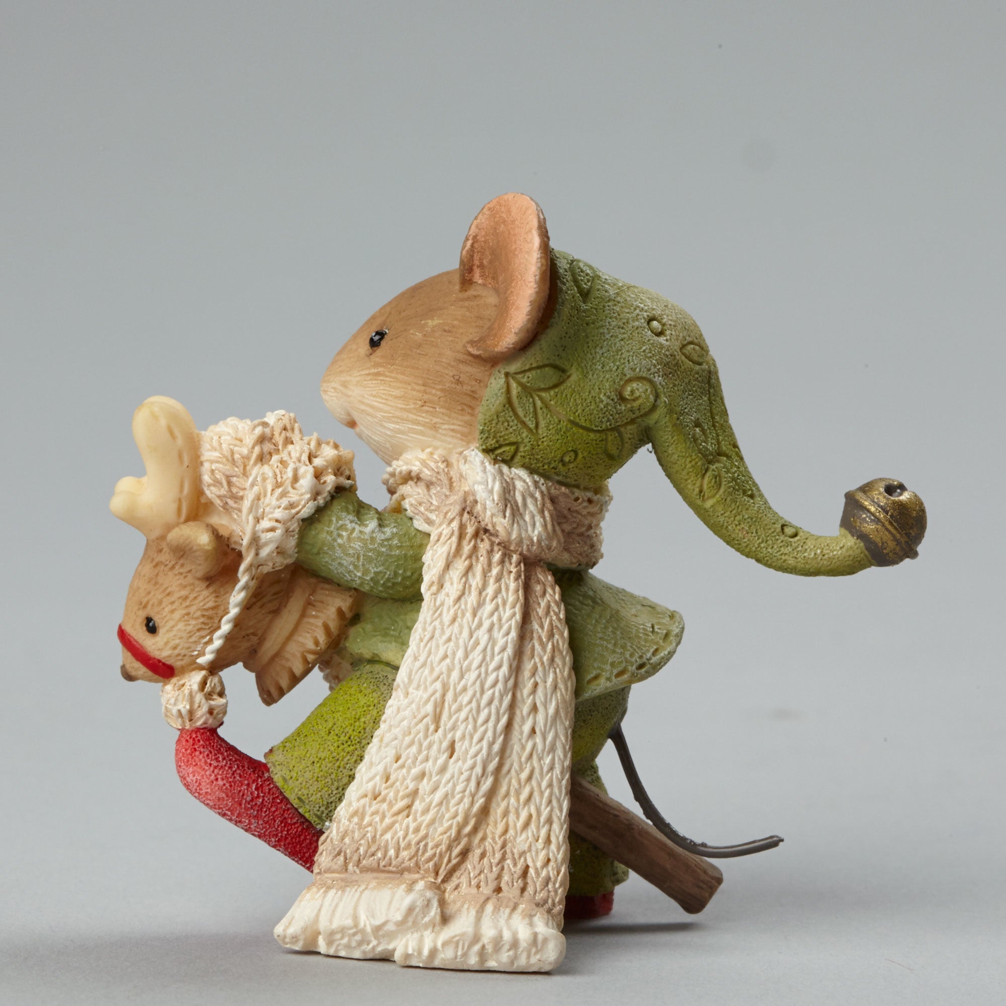 Mouse on Toy Reindeer Figurine - Backside
