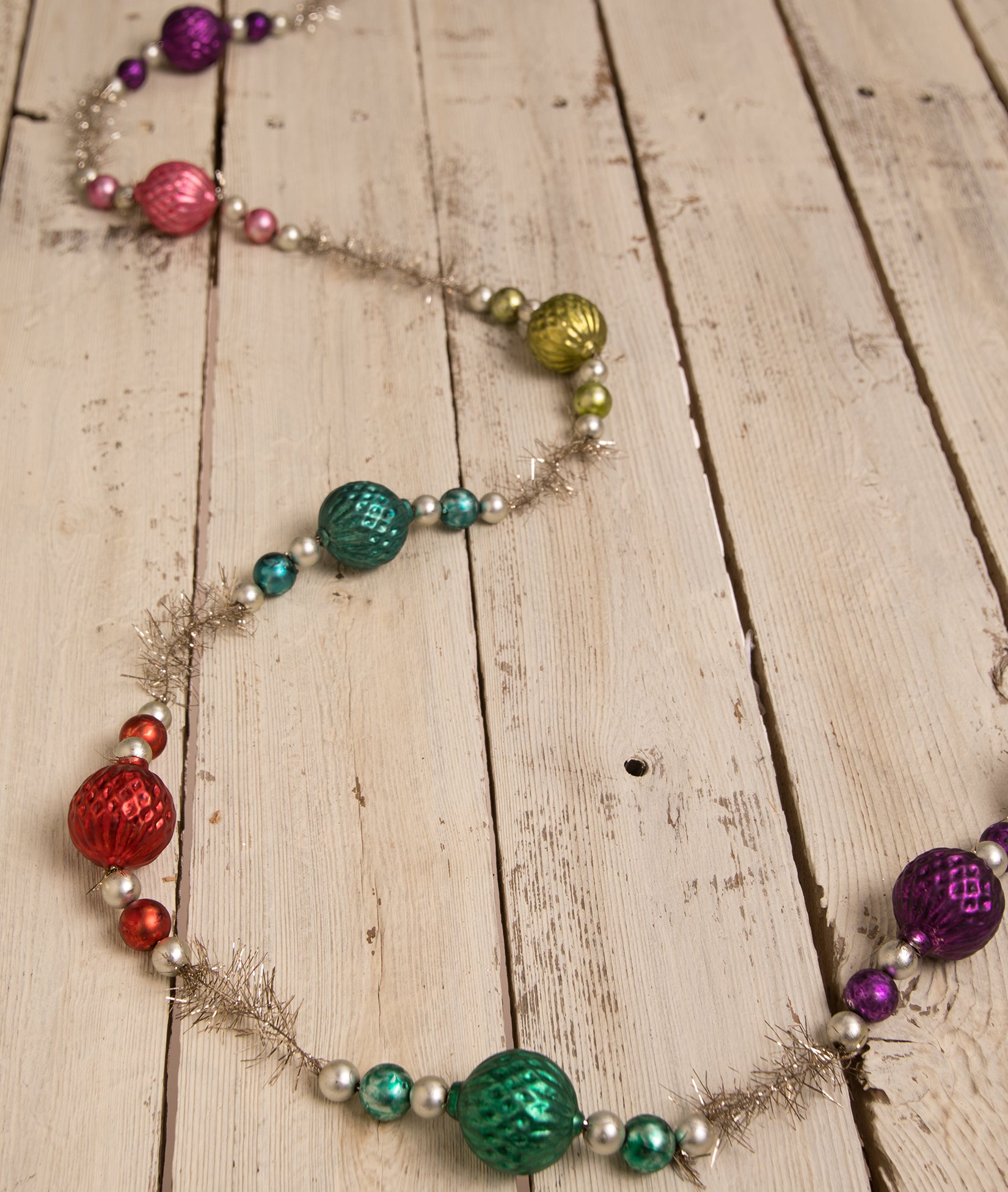 Jewel-Tide Glass Bead Garland with Pink, Purple, Teal, Red Green Beads 