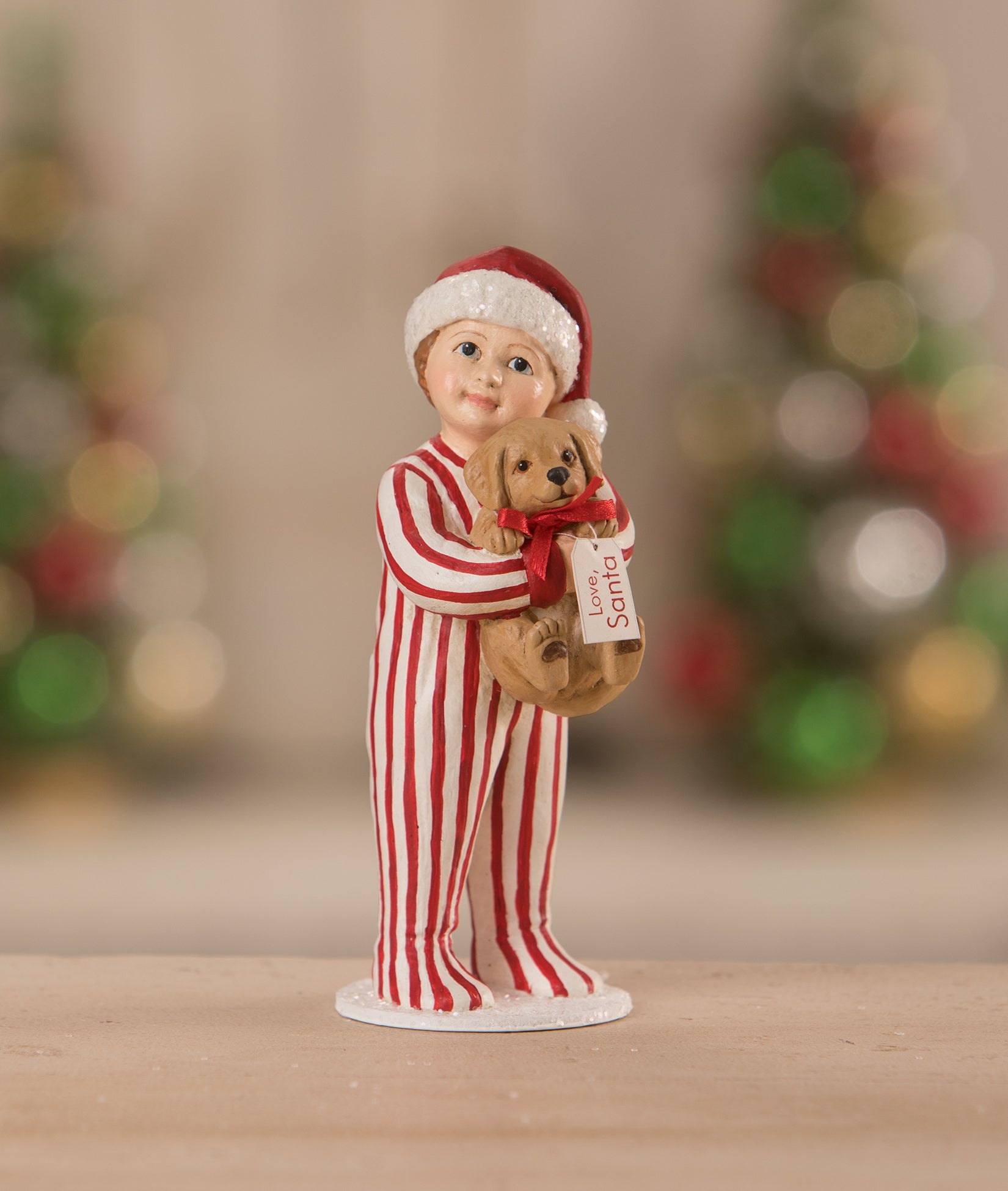 Landon's Christmas Puppy Surprise Figurine by Bethany Lowe