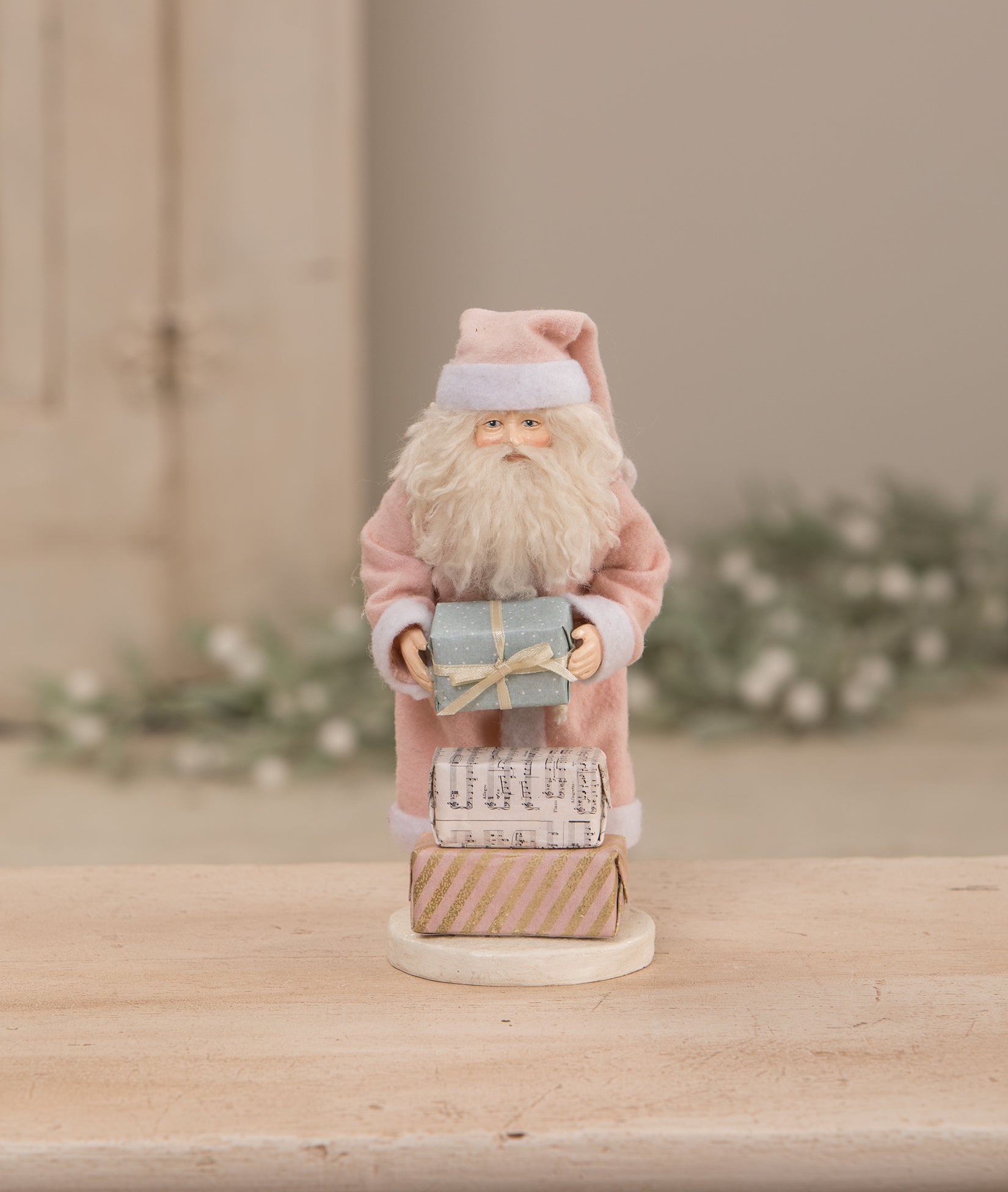 Pastel Pink Santa with Packages