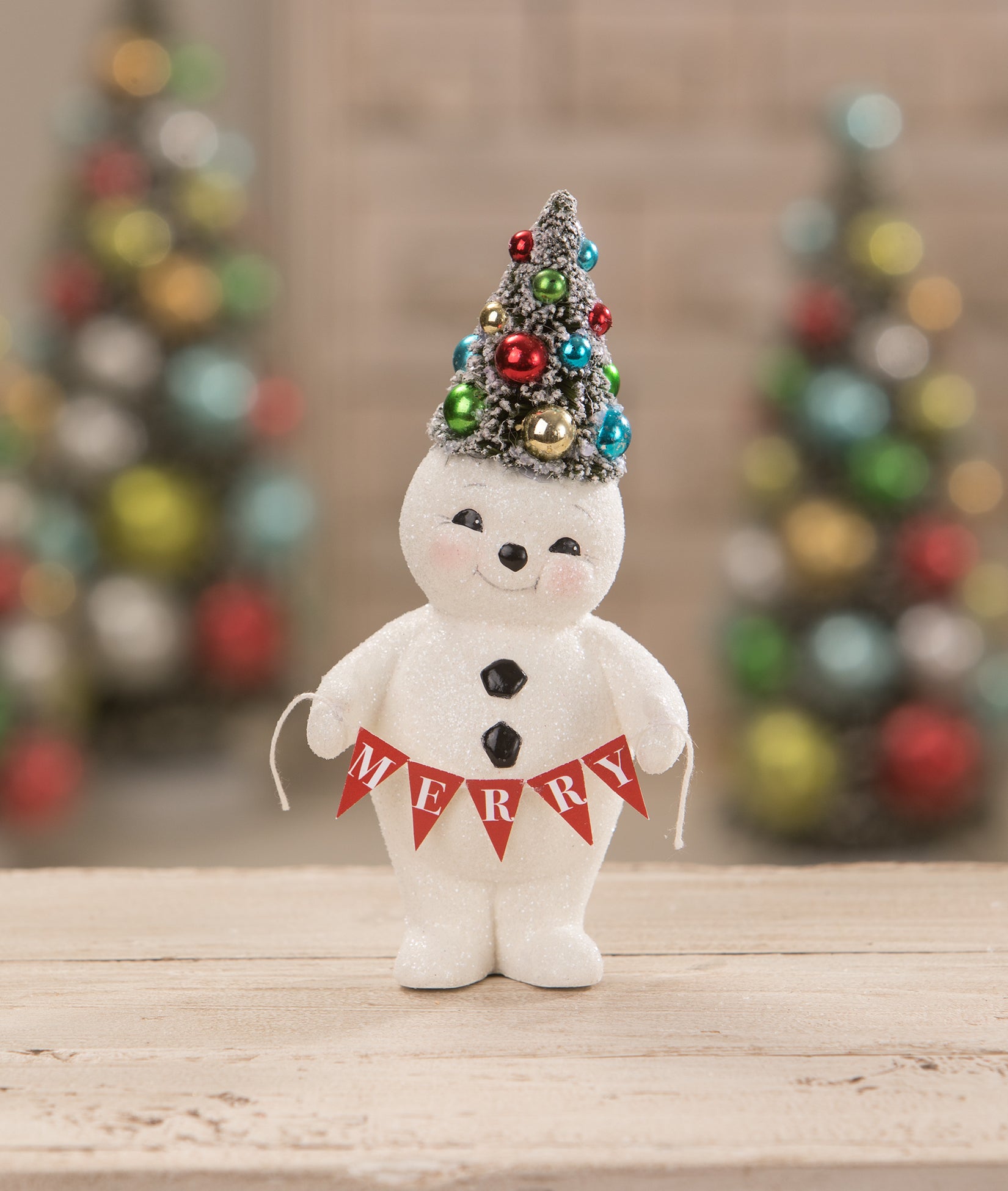 Retro Merry Snowman with Tree by Bethany Lowe
