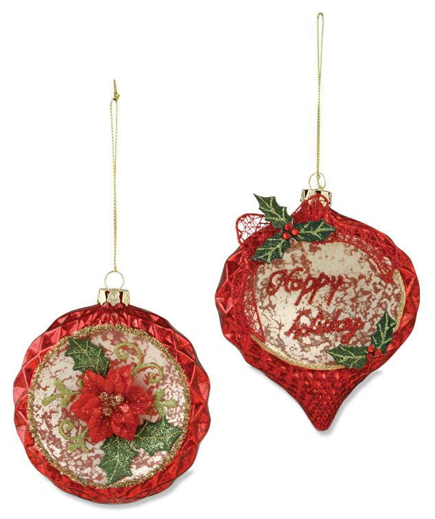  Poinsettia Glass Ornaments