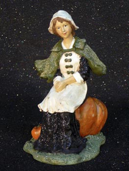 Pilgrim Girl on Pumpkin
