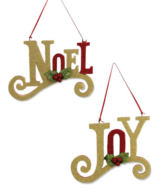 Noel & Joy Glittered Ornaments