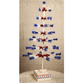 33" Red/White/Blue Feather Tree