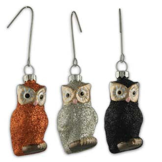 Halloween Glitter Owl Ornaments