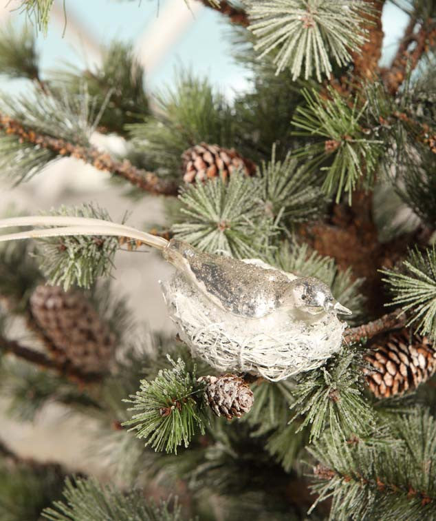 Silver Mercury Bird In Nest Clip
