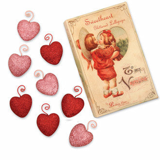 Sweetheart Glittered Ornaments in Vintage Box