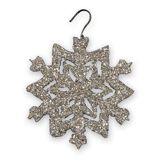 Small Glittered Snowflake Ornament - 12