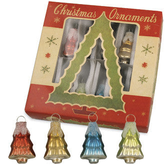 Glass Tree Ornaments in Vintage Box