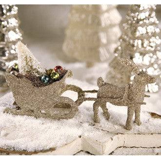 Silver Reindeer and Sleigh