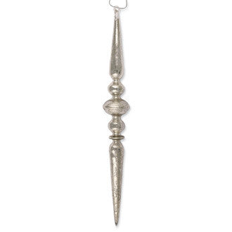 Antique Silver Glass Icicle Finial Ornament - Bethany Lowe