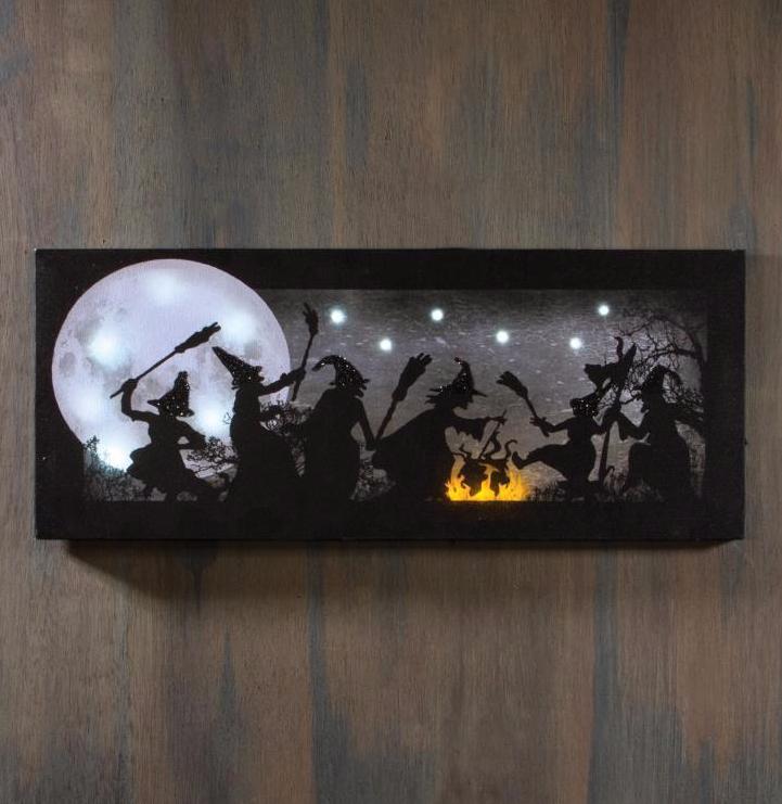 Dancing Witches Silhouette Lit Canvas
