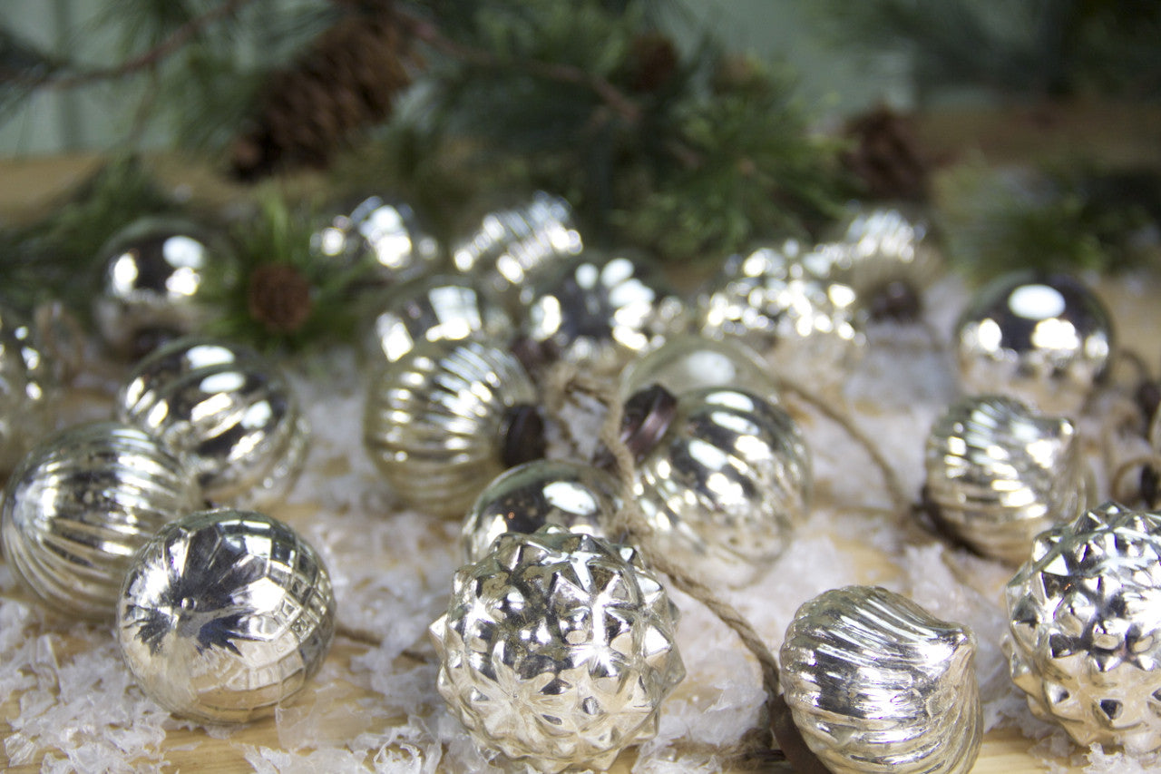 Mercury Glass Ornament Garland Close Up