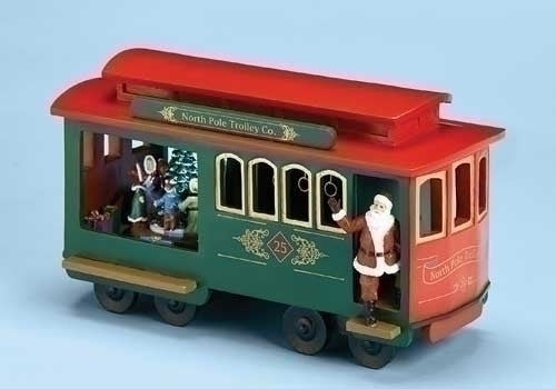 North Pole Trolley Co. Music Box with Santa | Christmas Music Boxes