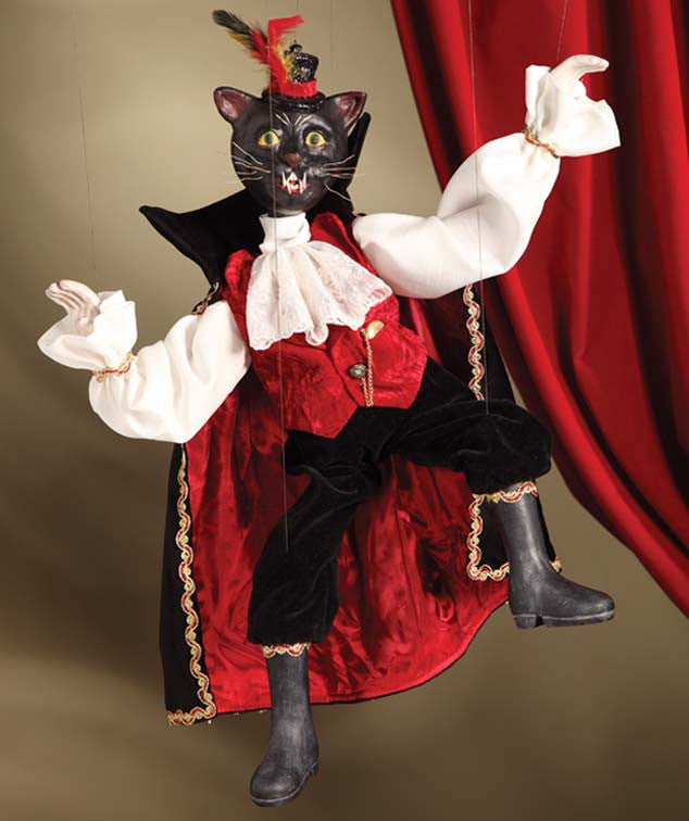 Black Cat Dracula Marionette - Bethany Lowe Halloween