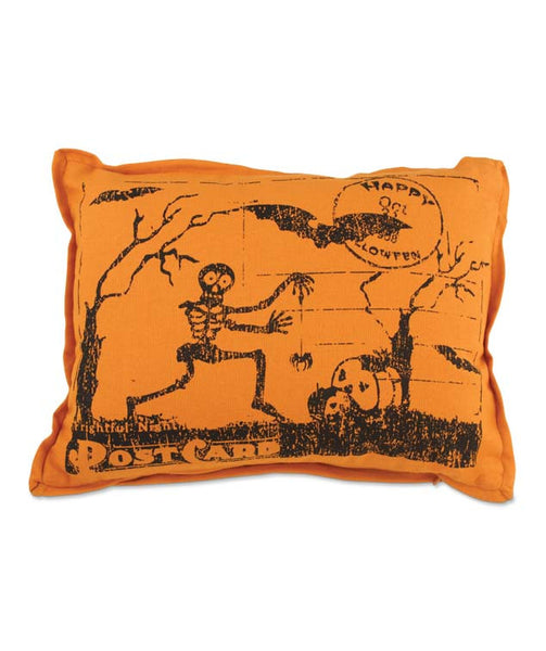 Skeleton Postcard Pillow | Vintage Style Halloween Decorations ...