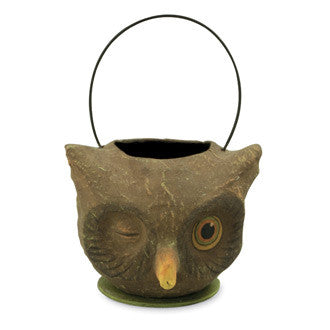 Bethany Lowe Halloween I Blinky Owl Mini Bucket - TheHolidayBarn.com