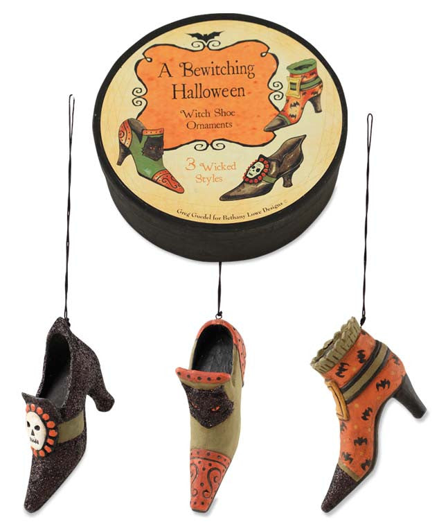 Witch Shoe Ornaments In Box