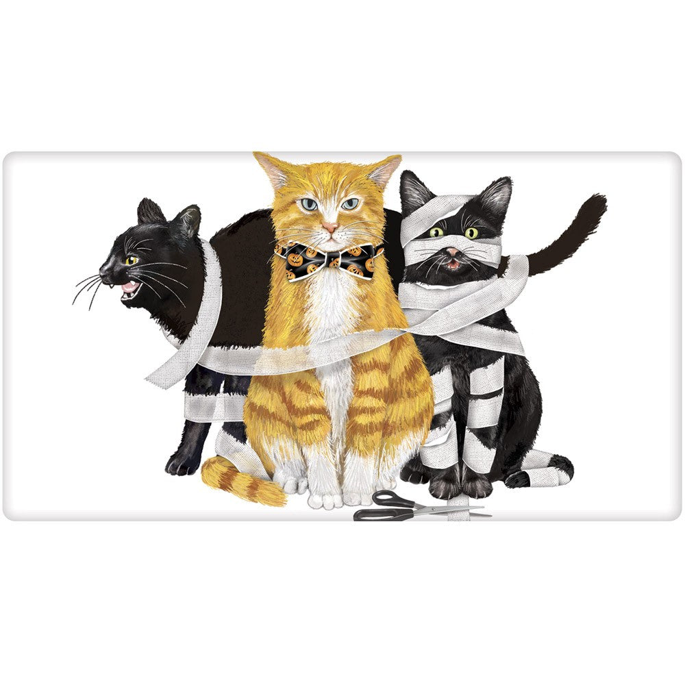All Tied Up , Halloween Cats Towel by Mary Lake-Thompson