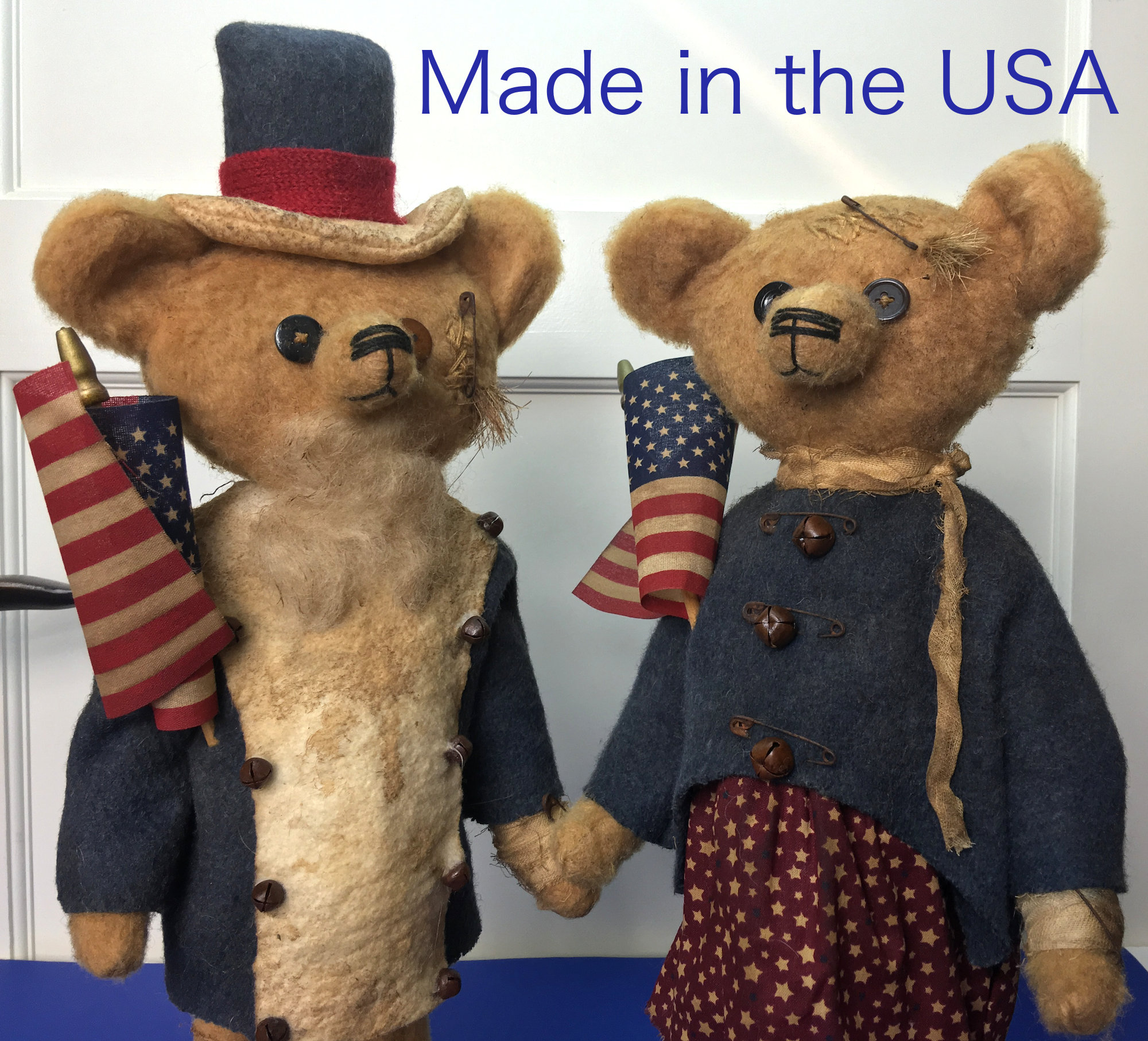Primitive Uncle Sam & Betsy Ross Teddy Bears
